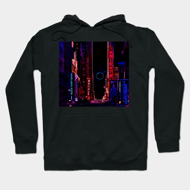 City Street Neon Art Hoodie by Mihadom